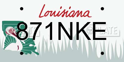 871NKE Louisiana License Plate