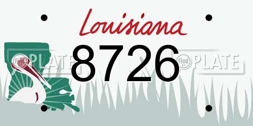 8726 Louisiana License Plate