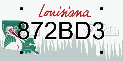 872BD3 Louisiana License Plate