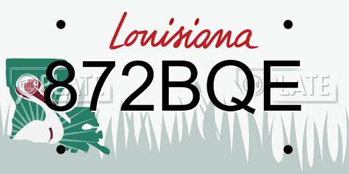 872BQE Louisiana License Plate