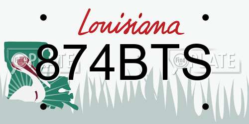 874BTS Louisiana License Plate
