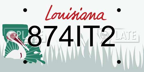 874IT2 Louisiana License Plate