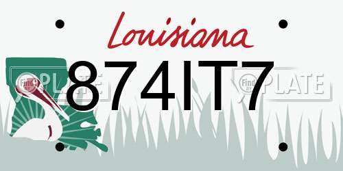 874IT7 Louisiana License Plate