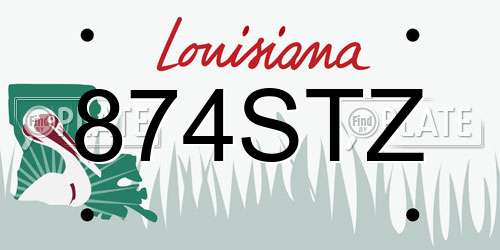 874STZ Louisiana License Plate