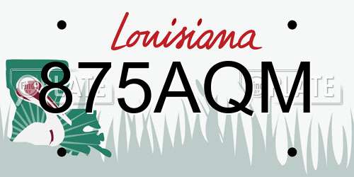 875AQM Louisiana License Plate