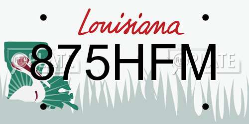 875HFM Louisiana License Plate