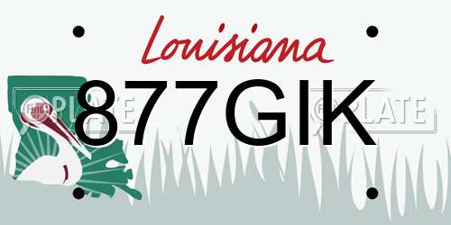 877GIK Louisiana License Plate