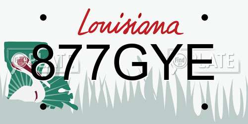 877GYE Louisiana License Plate
