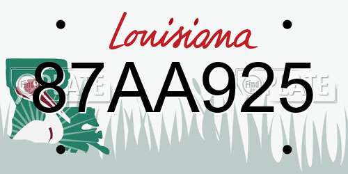 87AA925 Louisiana License Plate