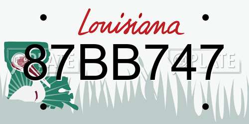 87BB747 Louisiana License Plate