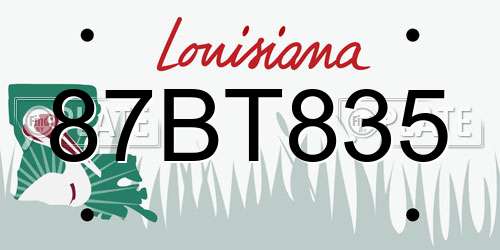 87BT835 Louisiana License Plate