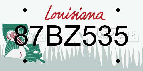 87BZ535 Louisiana License Plate