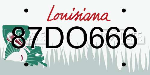 87DO666 Louisiana License Plate