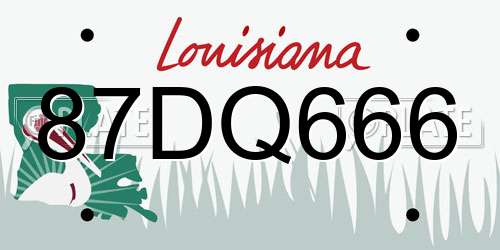 87DQ666 Louisiana License Plate