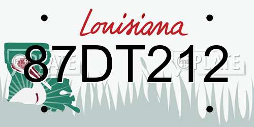 87DT212 Louisiana License Plate