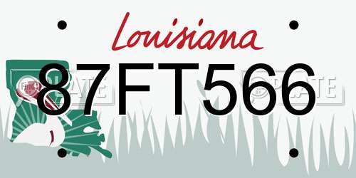 87FT566 Louisiana License Plate
