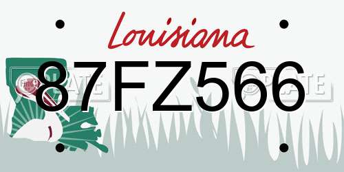 87FZ566 Louisiana License Plate