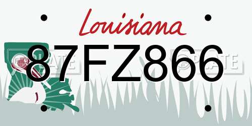 87FZ866 Louisiana License Plate