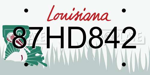 87HD842 Louisiana License Plate