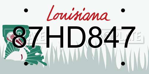87HD847 Louisiana License Plate