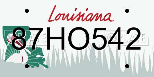 87HO542 Louisiana License Plate