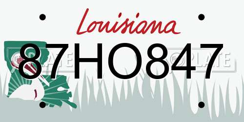 87HO847 Louisiana License Plate