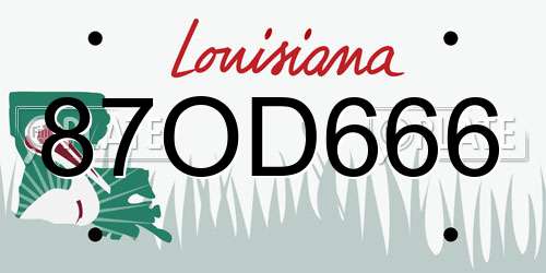 87OD666 Louisiana License Plate
