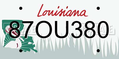 87OU380 Louisiana License Plate