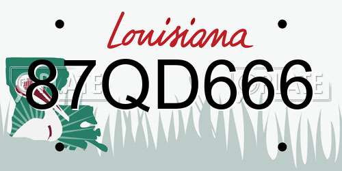 87QD666 Louisiana License Plate