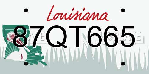 87QT665 Louisiana License Plate