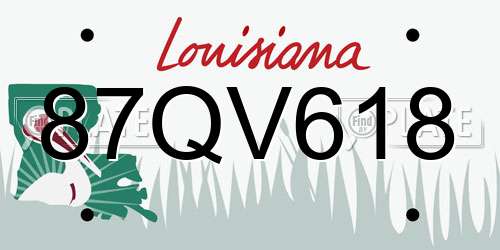 87QV618 Louisiana License Plate