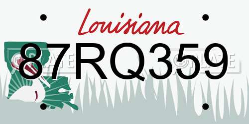 87RQ359 Louisiana License Plate