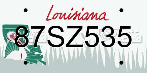 87SZ535 Louisiana License Plate