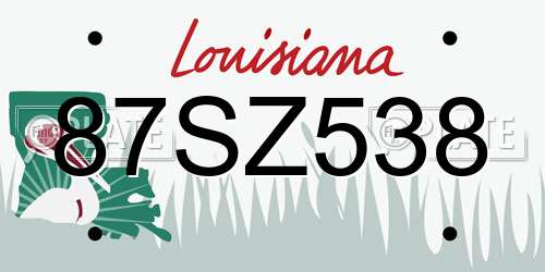 87SZ538 Louisiana License Plate