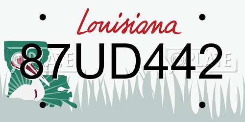 87UD442 Louisiana License Plate