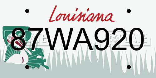 87WA920 Louisiana License Plate