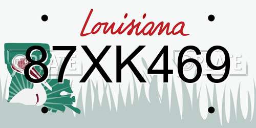 87XK469 Louisiana License Plate