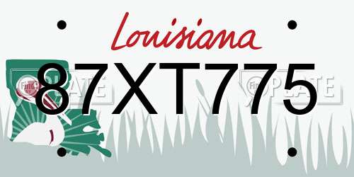 87XT775 Louisiana License Plate