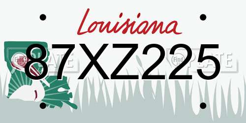 87XZ225 Louisiana License Plate