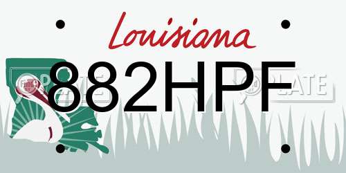 882HPF Louisiana License Plate