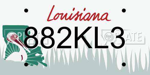 882KL3 Louisiana License Plate