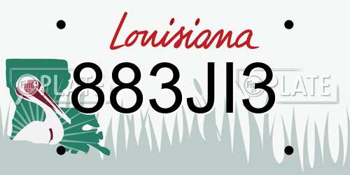 883JI3 Louisiana License Plate