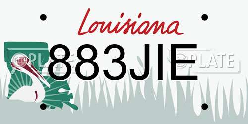 883JIE Louisiana License Plate