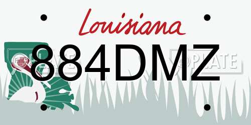 884DMZ Louisiana License Plate