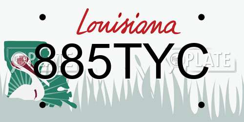 885TYC Louisiana License Plate