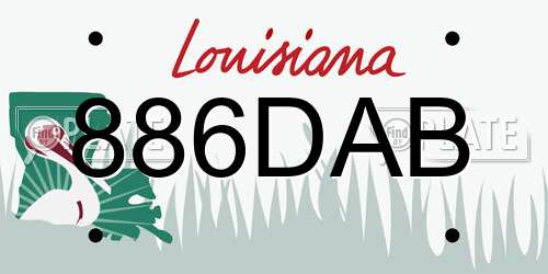 886DAB Louisiana License Plate