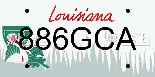 886GCA Louisiana License Plate