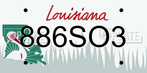886SO3 Louisiana License Plate