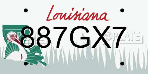 887GX7 Louisiana License Plate