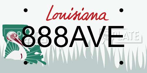 888AVE Louisiana License Plate
